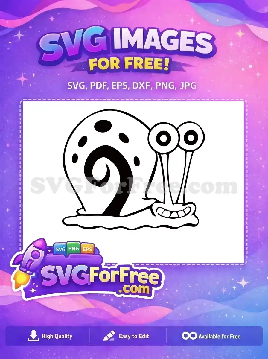 Free Gary Snail Spots Free Smiling Expression SpongeBob Free SVG