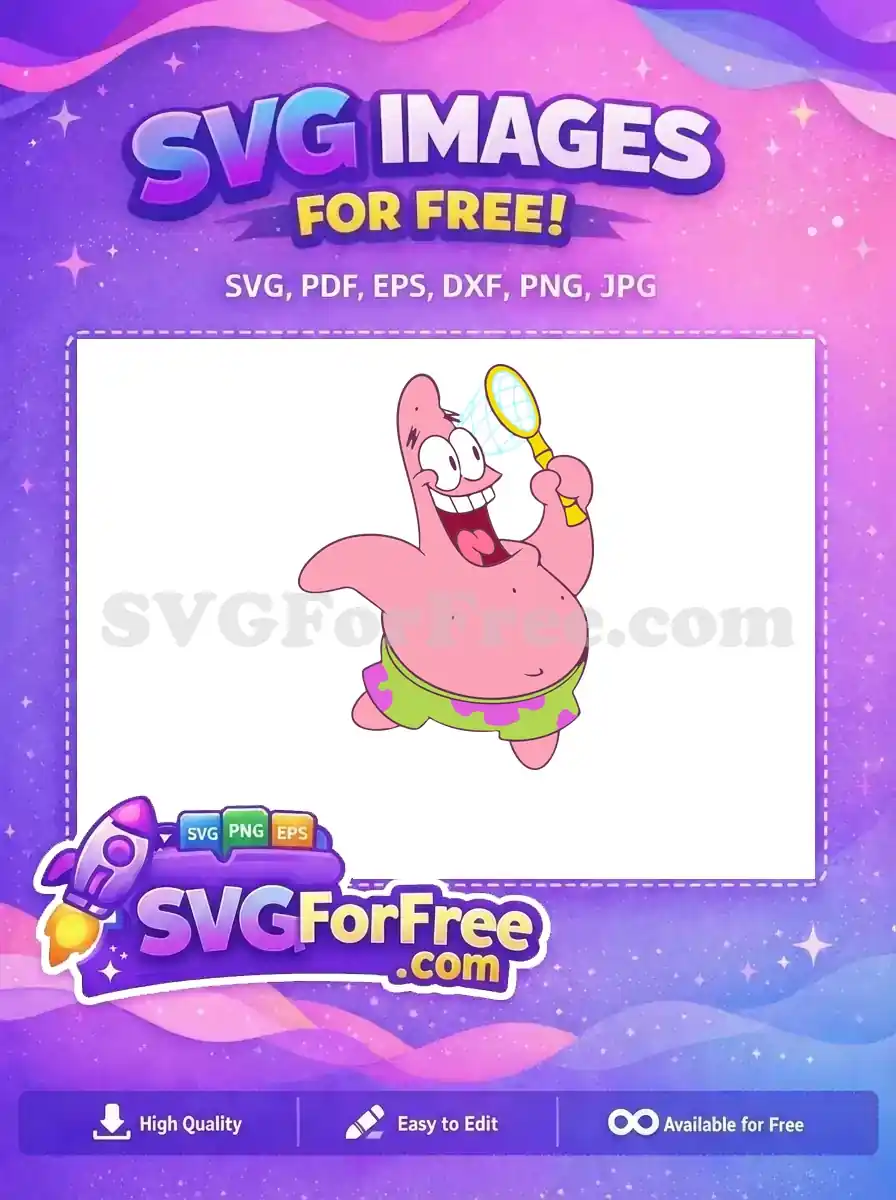 Free Goofy Patrick Star Free Catching Jellyfish Spongebob Free SVG