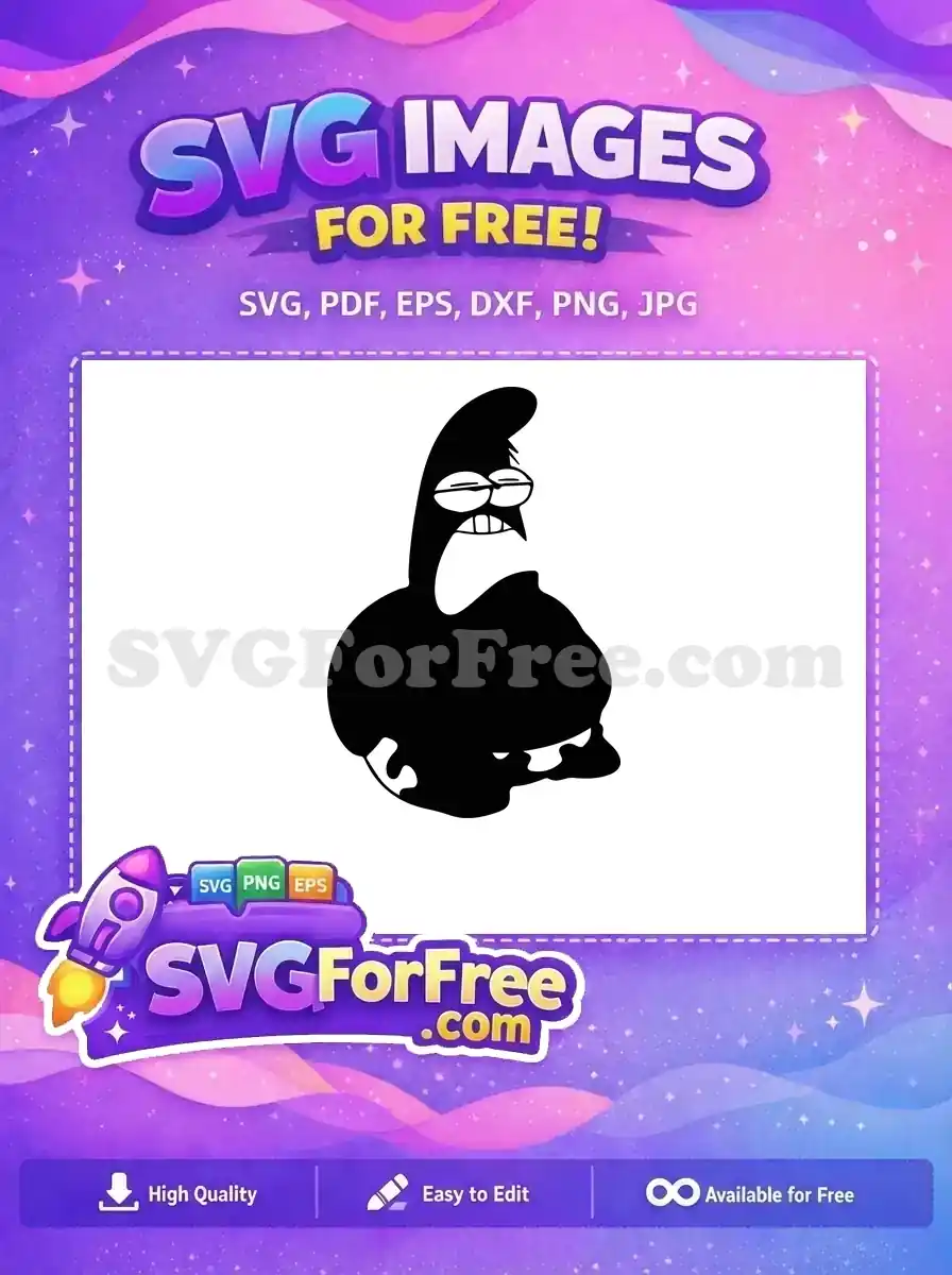 Free Black White Angry Patrick Free SpongeBob Cartoon Free SVG