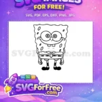 Free Smiling Face Free Black Line SpongeBob Free SVG - Instant Download