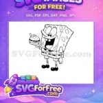 Free Smiling Face Free Holding Burger Spongebob Free SVG - Instant Download