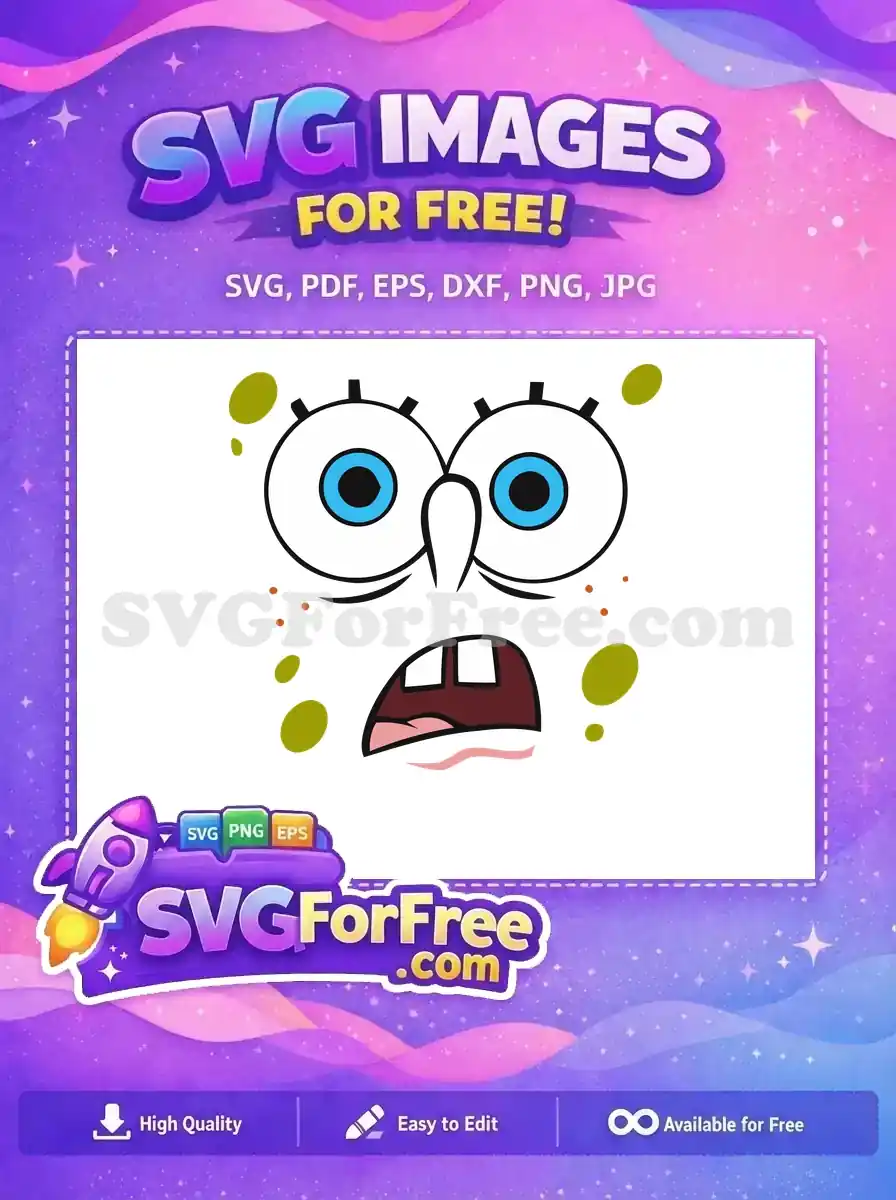 Free Shocked Blue Eyes Free Open Mouth SpongeBob Free SVG