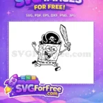 Free Pirate Hat Free Sword Wielding SpongeBob Free SVG - Instant Download