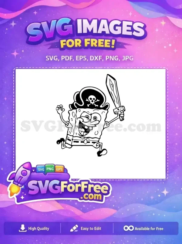 Free Pirate Hat Free Sword Wielding SpongeBob Free SVG