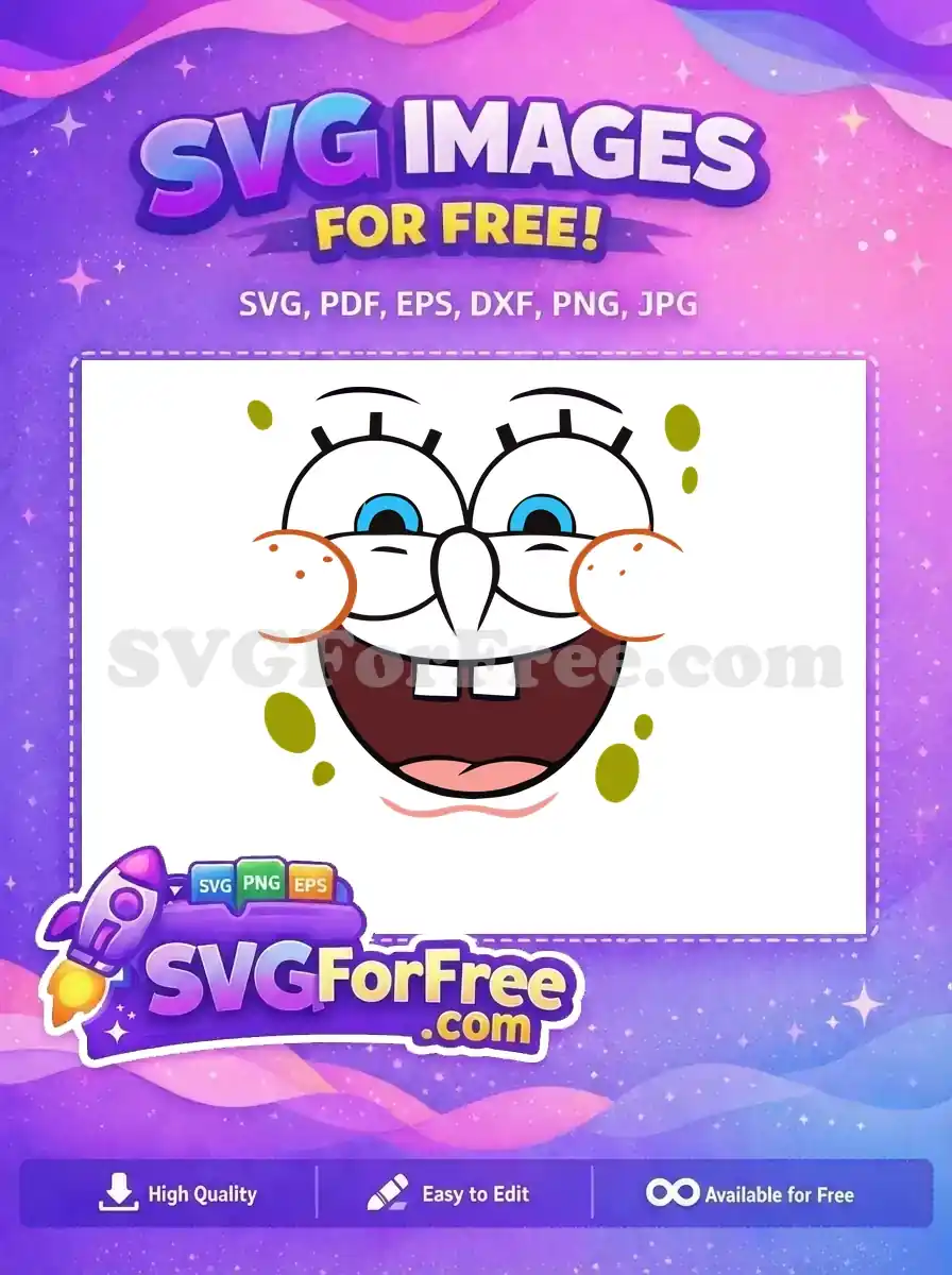 Free Blue Eyes Cheeks Free Big Mouth SpongeBob Free SVG