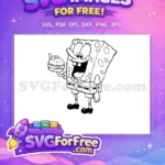 Free Smiling Face Free Holding Burger SpongeBob Free SVG - Instant Download