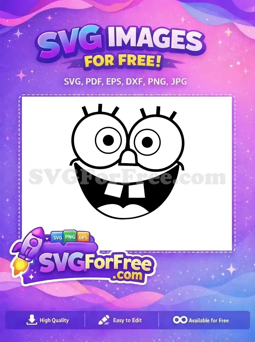 Free Black Outline Eyes Free Big Smile SpongeBob Free SVG