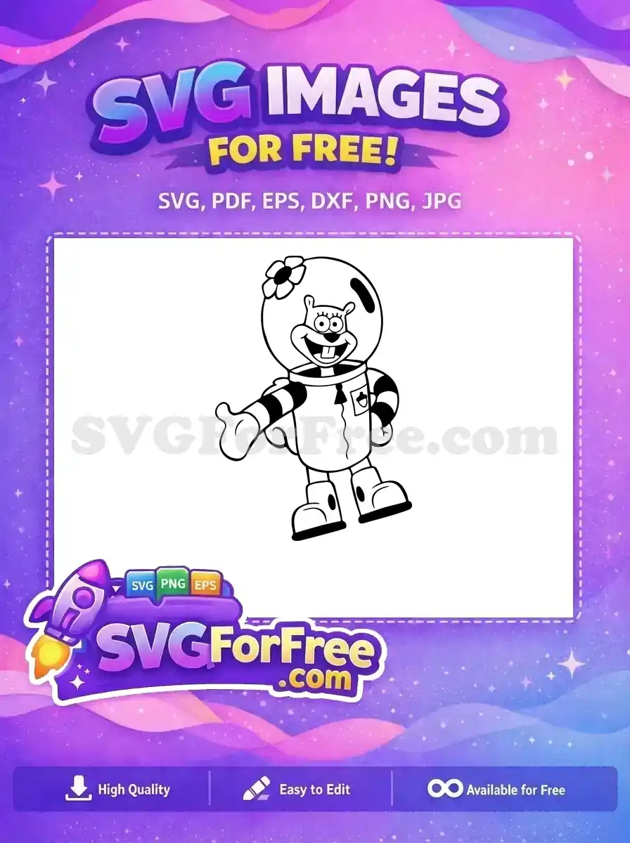 Free Smiling Sandy Cheeks Free Flower Detail SpongeBob Free SVG 2