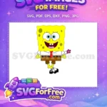 Free Smiling Face Free Flower Holding SpongeBob Free SVG - Instant Download