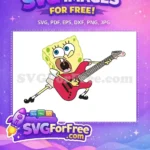 Free Rocking Out Free Red Guitar SpongeBob Free SVG - Instant Download