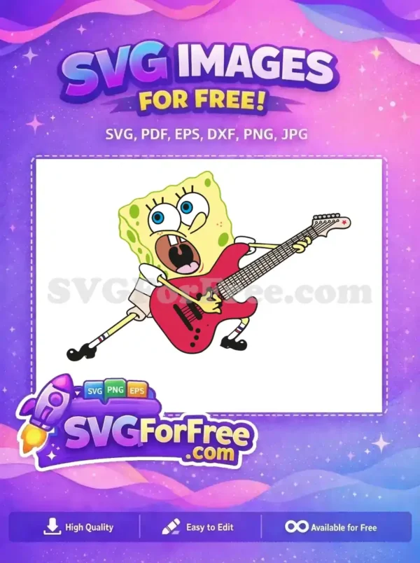 Free Rocking Out Free Red Guitar SpongeBob Free SVG