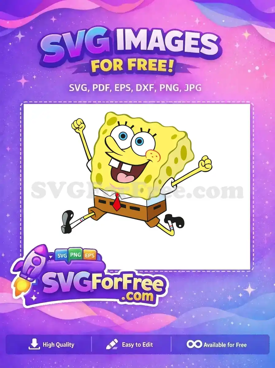Free Excited Pose Free Goofy Expression SpongeBob Free SVG