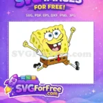 Free Jumping Happy SpongeBob Free Big Eyes Cartoon Free SVG - Instant Download