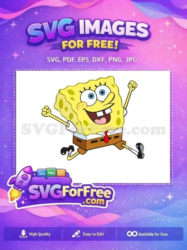 Free Jumping Happy SpongeBob Free Big Eyes Cartoon Free SVG