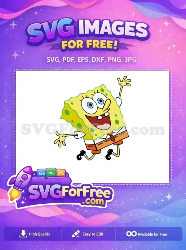 Free Happy Face Free Running Pose SpongeBob Free SVG 2