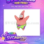 Free Smiling Patrick Starfish Free Green Shorts SpongeBob Free SVG - Instant Download