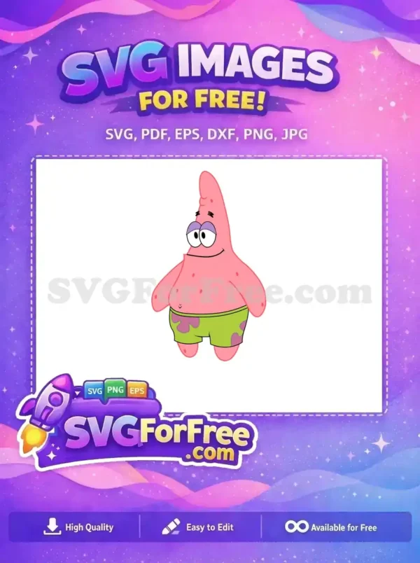 Free Sleepy Patrick Star Free Green Floral Shorts SpongeBob Cartoon Free SVG