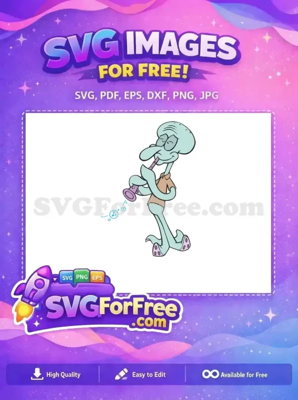 Free Squidward Playing Clarinet Free Musical Notes SpongeBob Free SVG
