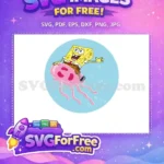 Free Happy Yellow Sponge Free Pink Jellyfish Ride Spongebob Free SVG - Instant Download