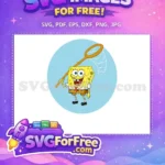 Free Smiling SpongeBob with Net Free Cartoon Character Movie Free SVG - Instant Download