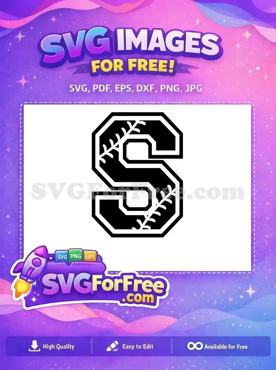 Free Baseball Letter S Free Monogram Alphabet Black Sport Free SVG