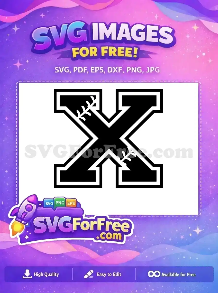 Free Baseball Stitch Letter X Free Sport Alphabet Free SVG