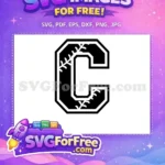 Free Black White Letter C Baseball Free Sport Free SVG - Instant Download