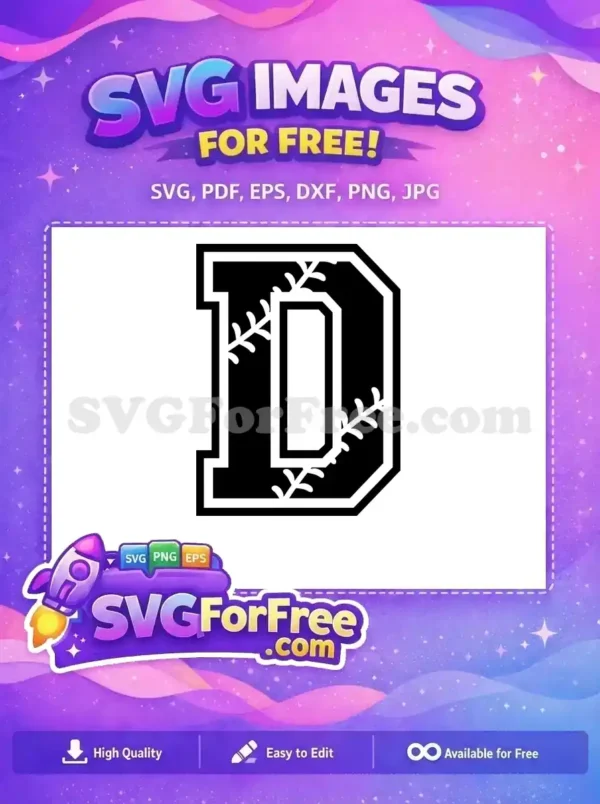 Free Baseball Stitch Free Letter D Sport Free SVG 1