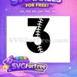 Free Number Three Free Baseball Stitch Sport Free SVG 2 - Instant Download