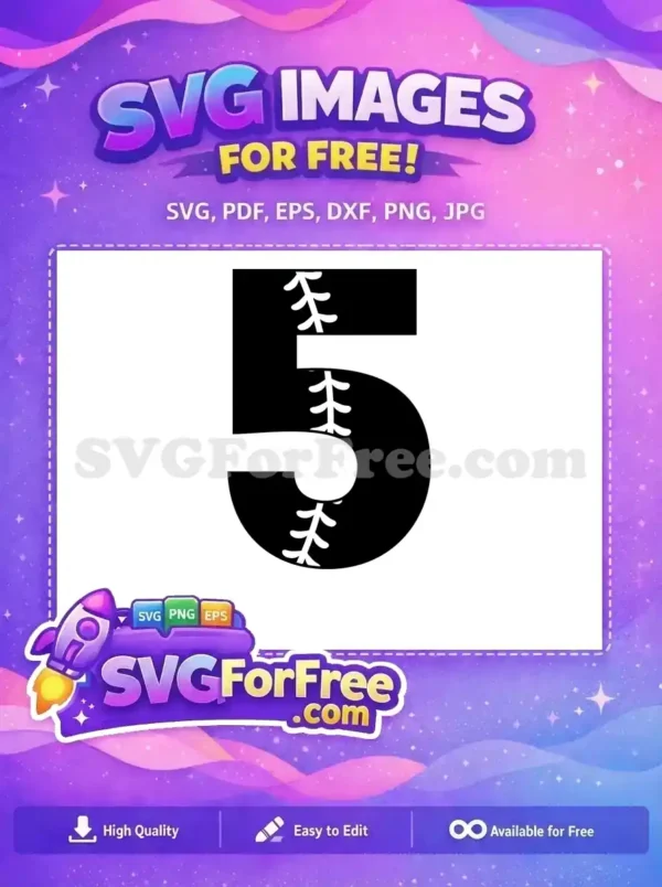Free Number Five Free Baseball Stitches Number Five Free SVG