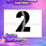 Free Number Two Free Baseball Stitches Sport Free SVG 1 - Instant Download