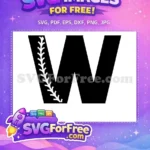 Free Letter W Free Baseball Stitch Sport Free SVG - Instant Download