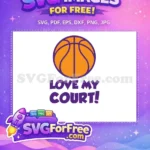 Free Orange Basketball Free Purple Lines Love My Court Free SVG - Instant Download