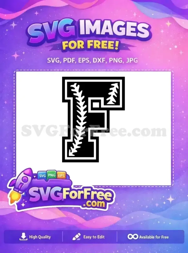 Free White Stitching Free Initial F Letter Sport Free SVG