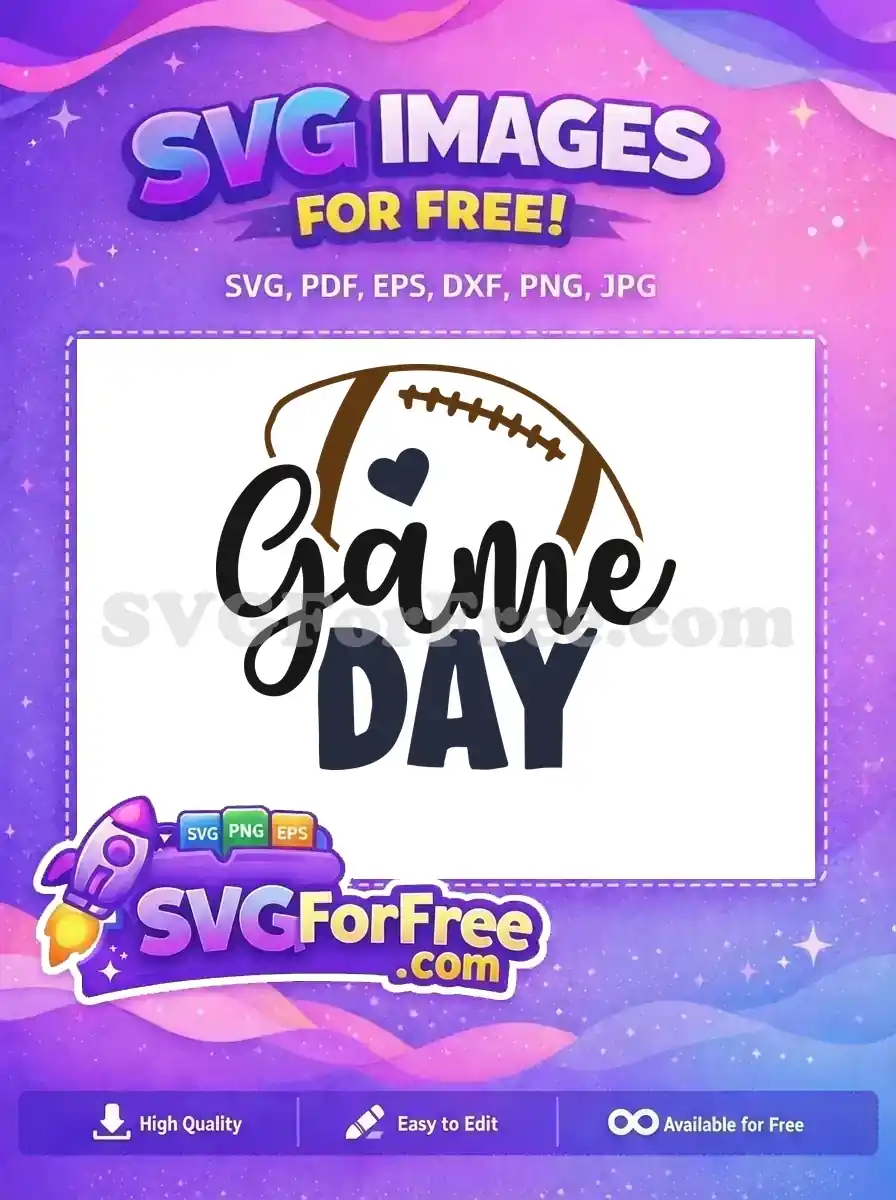 Free Brown Football Free Navy Heart Game Day Free SVG