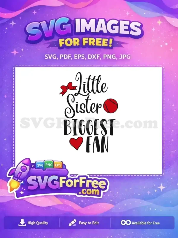 Free Red Bow Free Baseball Little Sister Free SVG