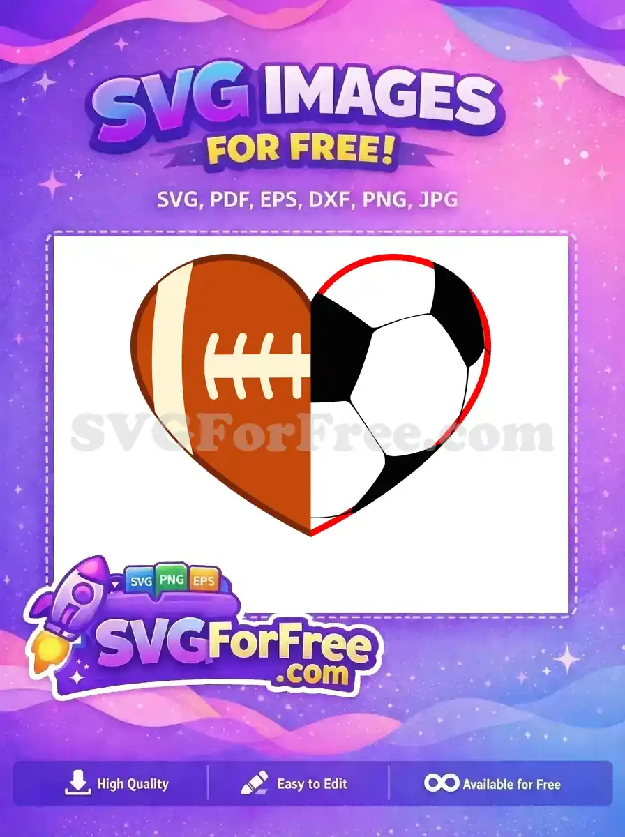 Free Brown Football Free Black Soccer Heart Free SVG 2