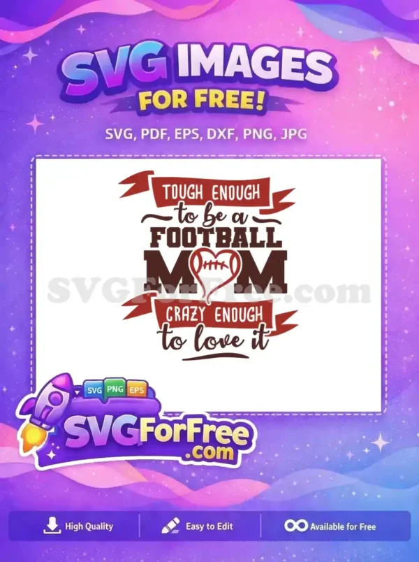 Free Burgundy Heart Football Free Mom Quote Design Free SVG