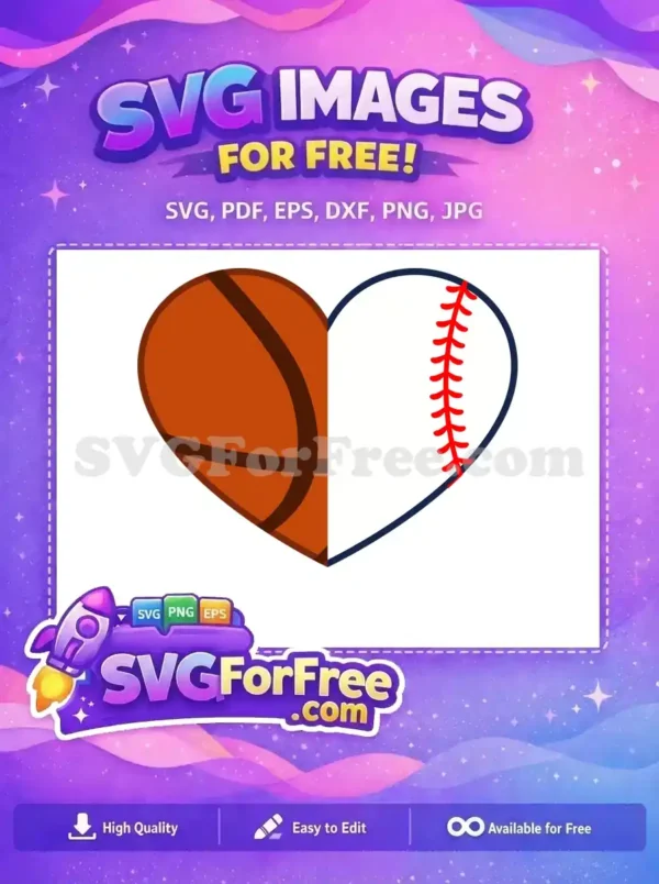 Free Orange Basketball Free Red Baseball Heart Sport Free SVG