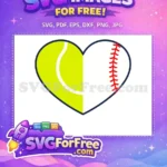 Free Yellow Tennis Free Red Baseball Heart Sport Free SVG - Instant Download