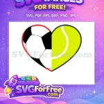 Free Red Outline Soccer Free Yellow Tennis Heart Free SVG - Instant Download