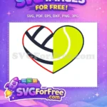 Free Red Trim Free Volleyball Tennis Heart Sport Free SVG - Instant Download