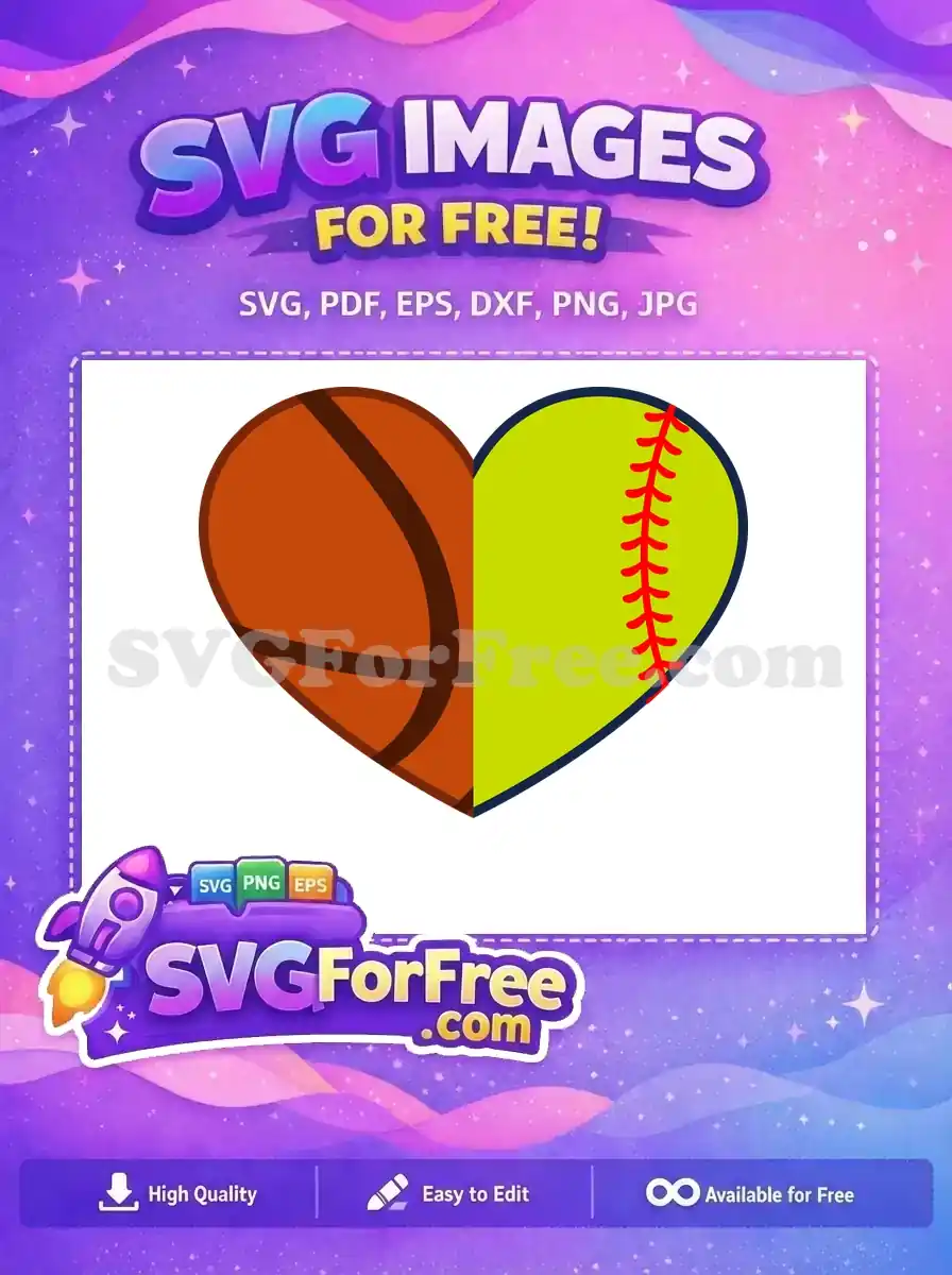 Free Orange Basketball Free Yellow Softball Heart Shape Free SVG