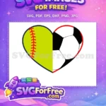 Free Softball Yellow Free Soccer Black Heart Sport Free SVG - Instant Download