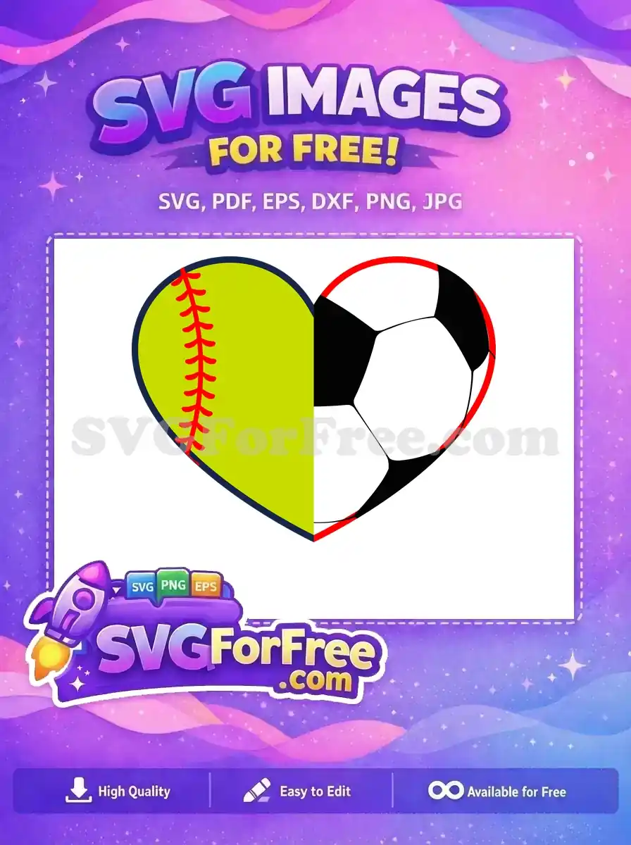 Free Softball Yellow Free Soccer Black Heart Sport Free SVG