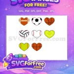 Free Sports Balls Free Heart Shapes Designs Sport Free SVG - Instant Download