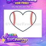 Free Heart Baseball Red Stitching Sport Free Ball Free SVG - Instant Download
