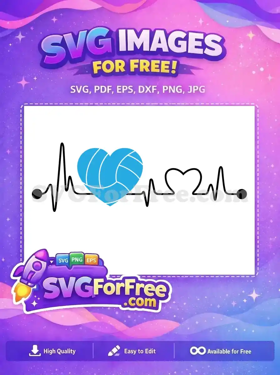 Free Blue Volleyball Heartbeat Free Sport SVG Free SVG 2