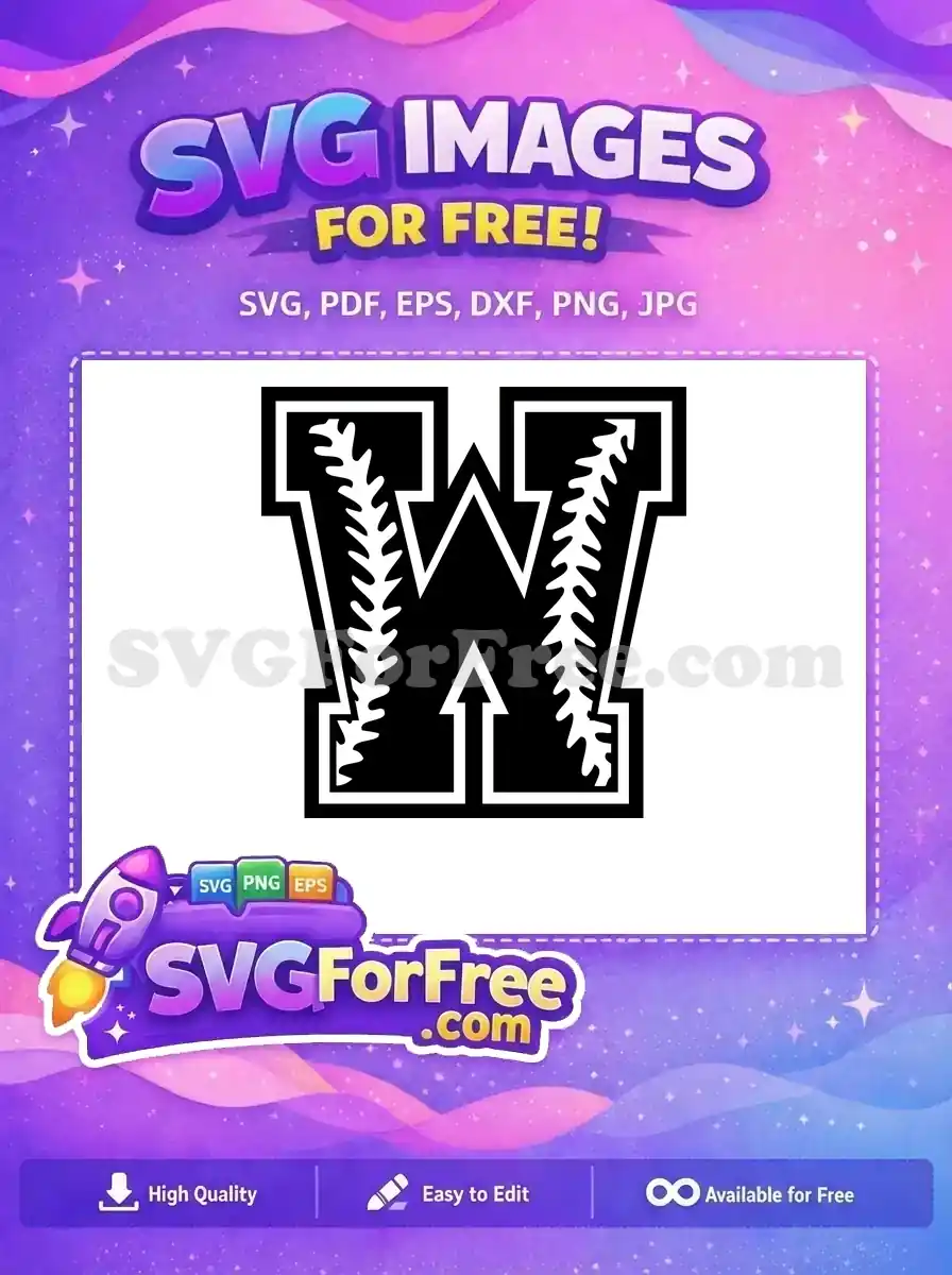 Free Letter W Free Baseball Stitches Sport Free SVG