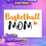 Free Orange Basketball Free Mom Heart Sport Free SVG - Instant Download